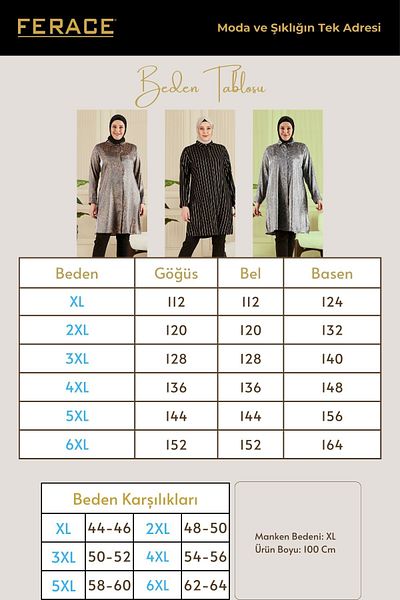 Ferace Women's Hijab Plus Size Leropard Patterned Long Shirt Tunic