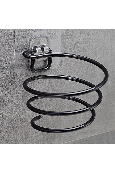 Alper Banyo Güçlü Yapışkanlı Siyah Fön Makinesi Askısı Saç Kurutma Makinesi Tutacağı Yapışkanlı