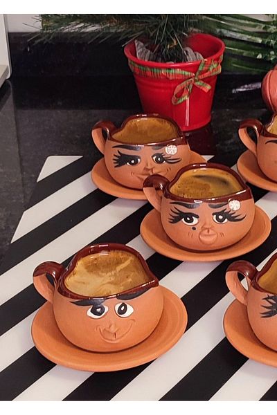 HerşeyTopraktan 6-Piece Pottery Turkish Coffee Cup