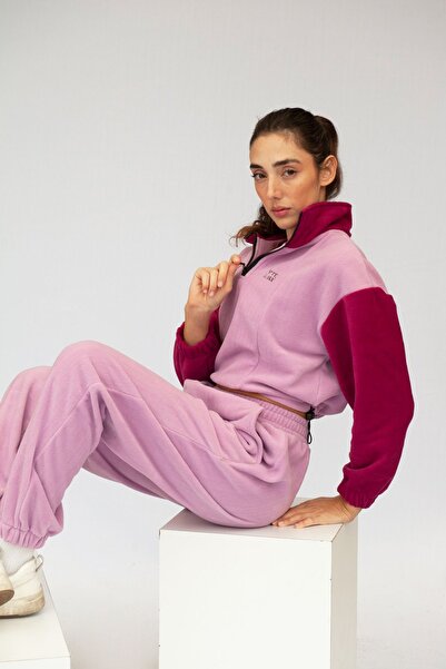 Vatkalimon Lilac Fuchsia Half Zip Crop Fleece