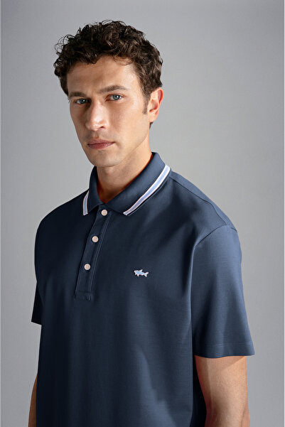 PAUL&SHARK MEN'S KNITTED POLOSHIRT C.WCOTTON