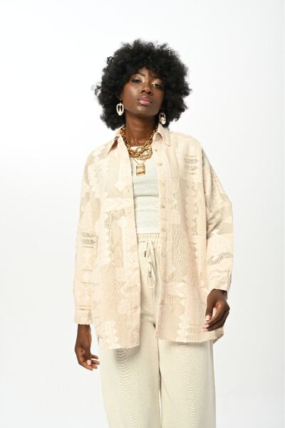 Orfeo Negro Cămașă de damă oversize cu modele geometrice