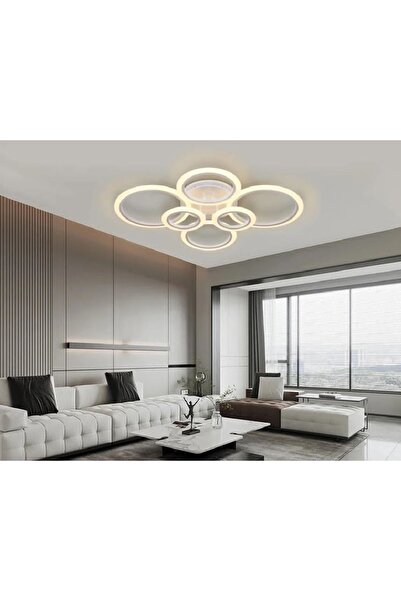 Sanctum Avize MS38005-6 Beyaz Plafonyer Lüks Modern 6'Lı Günışığı Ledli Avize