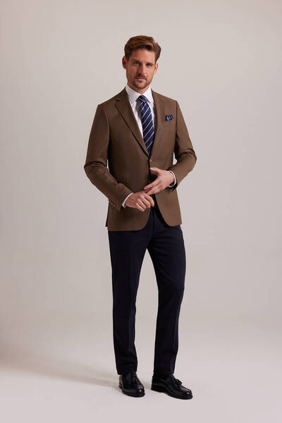 Ysf Erkek Taba Regular Fit Mono Yaka Blazer Ceket