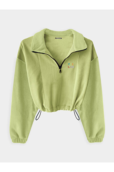 Vatkalimon Light Green Half Zip Crop Fleece