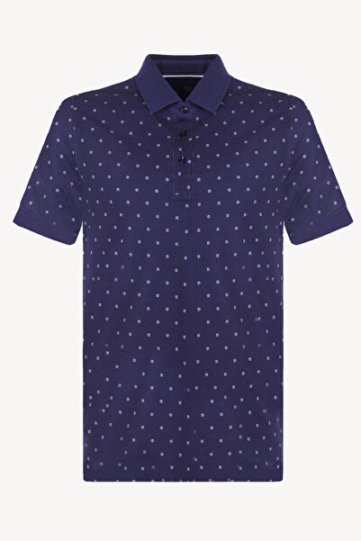 Ysf Erkek Lacivert Desenli Regular Fit Polo Yaka Tshirt