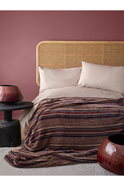 BED LİNE Şönil Triko Battaniyeli Nevresim Takımı Tek Kişilik Mona Vizon