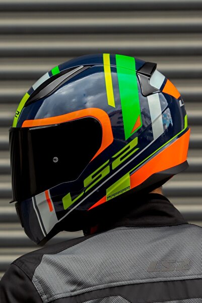 LS2 RAPID CHOS MAVİ NEON TURUNCU KASK