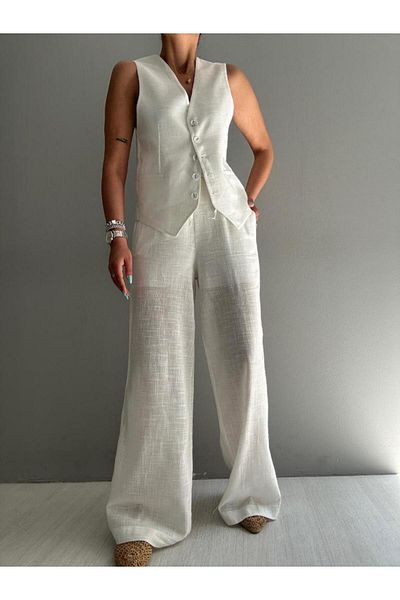 YouLikeButik Linen Set - Vest and Lined Set