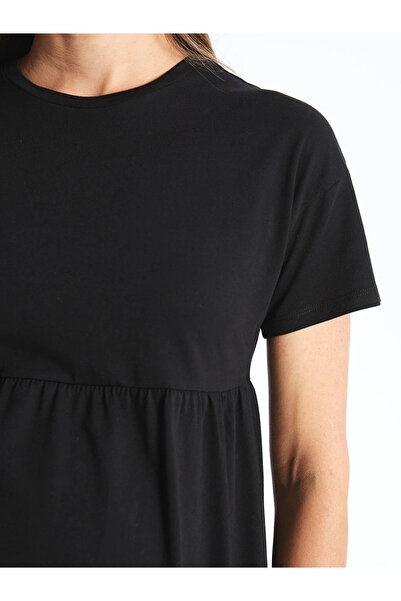 LC Waikiki LCWAIKIKI Maternity Bisiklet Yaka Düz Kısa Kollu Hamile Elbise