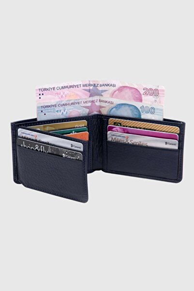 Grande 1410 Hakiki Deri Erkek Cüzdan Kristal Lacivert