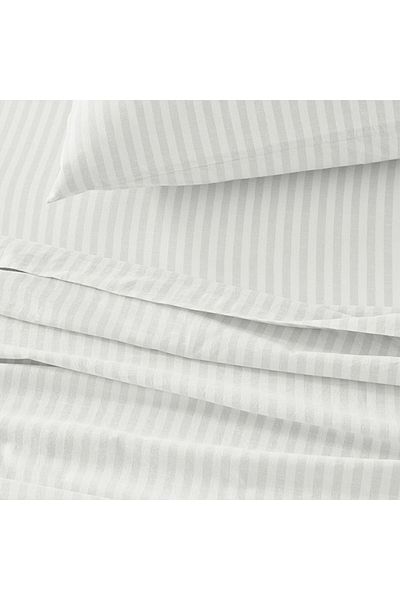 Arel Home طقم ملاءات مرنة مخططة لشخص واحد Ranforce 100% قطن مع غطاء وسادة