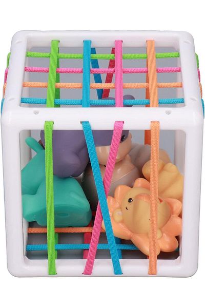 LRS STORE Montessori Colorful Baby Toy with 4 Animal Figures - Educational Sorting Block Gift