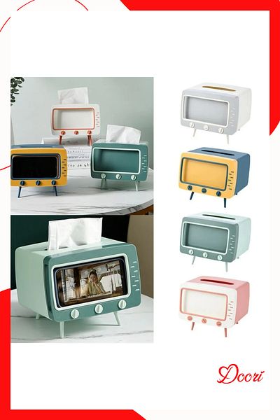 Doori Table Top Tv Appearance Napkin Holder Tissue Box, Napkin Holder with Mobile Phone Holder