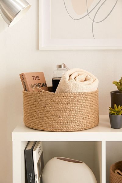 Ocean Home Textile Organizator de coș de depozitare cu frânghie decorativă de iută 35x15
