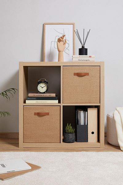 Ocean Home Textile 2 Pieces Jute In-Cabinet Laundry Toy Organizer Folding Storage Box Organizer 33x30x33