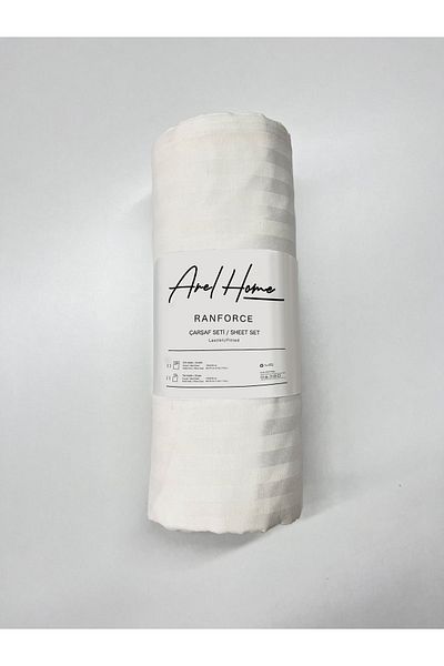 Arel Home طقم ملاءات مرنة مخططة لشخص واحد Ranforce 100% قطن مع غطاء وسادة