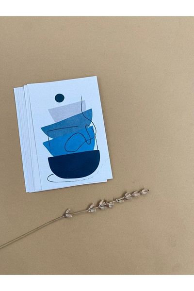 carton box Blue Patterned Greeting Card 100 Pieces