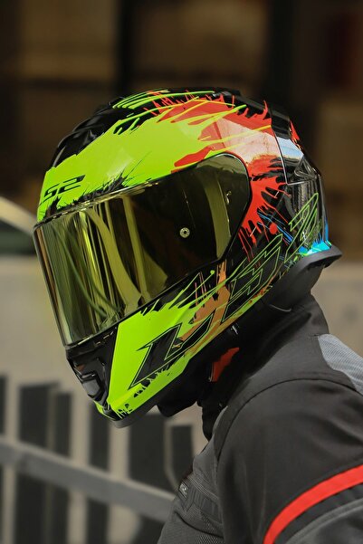 LS2 STORM 2 DROP SİYAH-SARI-KIRMIZI KASK