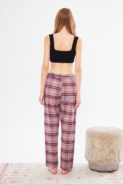 Berrak Elegant Stylish Red White Pink Single Pajama Bottoms - 100% Cotton