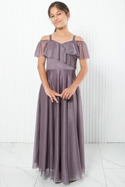SUBU TASARIM Βραδινό φόρεμα λιλά Glitter Strappy - MDV938