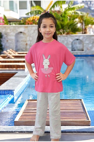Cossy By Aqua CB24981 - Pink Short Sleeve Printed Girl's Pajama Set