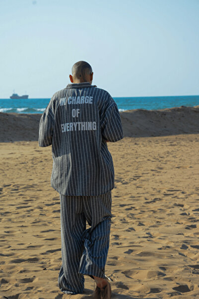 gothamvibes Сірий смугастий лляний чоловічий костюм