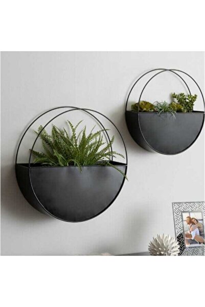 janiyeva - Daire Metal Saksı Çiçeklik Saksılık 2 Li Set