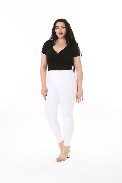 XL Modam Large Size Lycra White Jeans - Women