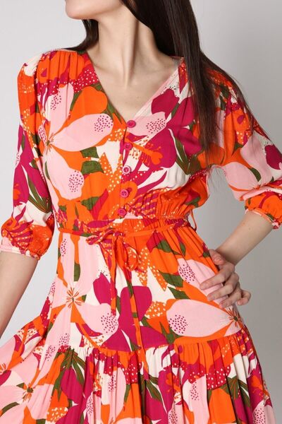 AVVER Γυναικείο φόρεμα με φλοράλ στάμπα μπροστά με κουμπιά