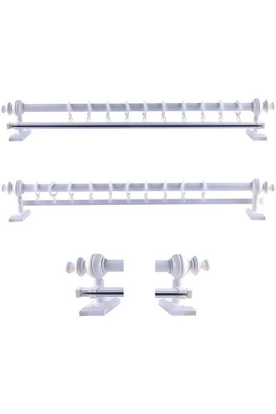 MGEStore Umeraș pentru perdea rustic alb cu o singură șină de 150 cm