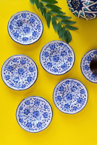 JAMUOR 12cm 6 Piece Mess Fulya Porcelain Tea Plate Set
