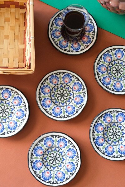 JAMUOR Roys Fulya Porselen Çay Tabak Takımı 12 Cm 6 Parça