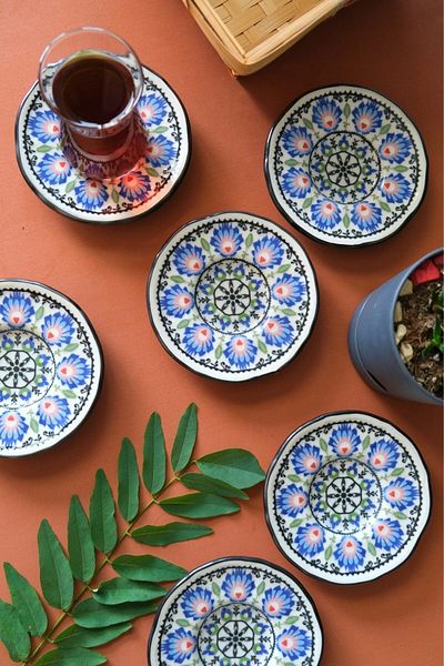 JAMUOR Roys Fulya Porcelain Tea Plate Set 12 cm 6 Pieces