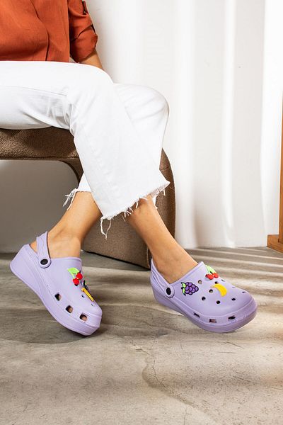 Nstil Lilac Women's Sandals with High Massage Sole - Buckle, Sabo, Doctor, Nurse, Cook Slippers 251