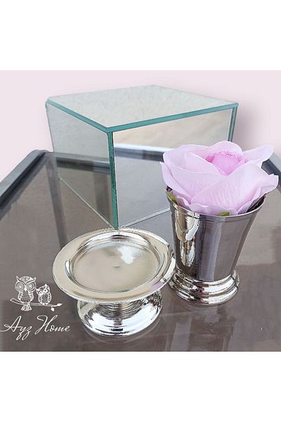 AYZ HOME Pink Velvet Rose Bucket - Turkish Delight Bowl, Coffee Side Presentation, Promise and Promise