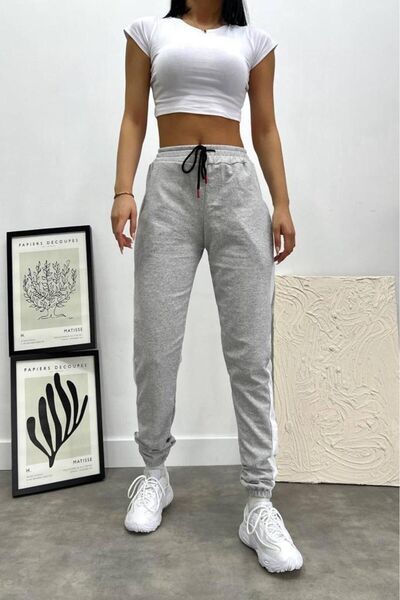 NO 601 Γκρι Λευκό Ελαστικό Καλοκαιρινό Γυναικείο Φούτερ