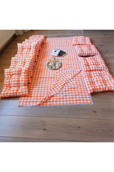 Marin Tasarım Evi 12 Pieces 40x40 Cushion 170x200 ORANGE Picnic Cover Set