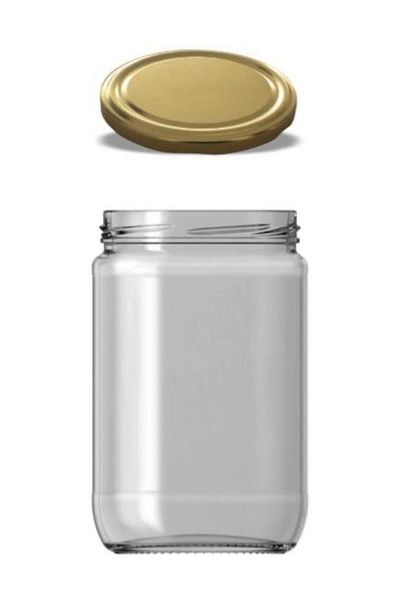 Paşabahçe Glass Jar with Gold Lid 660 Cc 10 Pieces Food Container