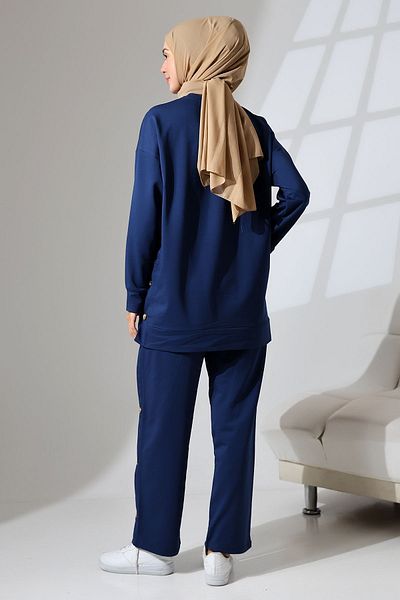 Mihran Butik Σετ γυναικείο τουνίκ και παντελόνι Navy Blue - Αθλητικό και άνετο κομψό χιτζάμπ