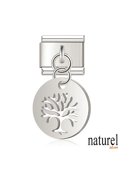 Naturel Tılsım Italian Stainless Steel Tree 9mm Charm
