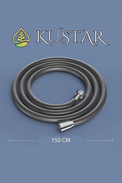 KUSTAR Nano Silikon Patlamaz Yırtılmaz Ezilmez Duş Hortumu 150 cm Gri Banyo D...