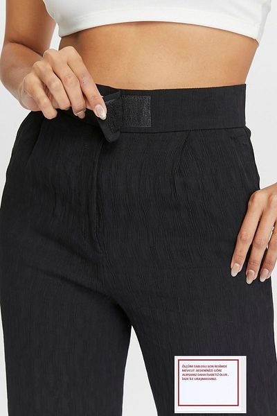 HANIMCA GİYİM Palazzo Velcro Closure Seasonal High Waist Seersucker Fabric Pants