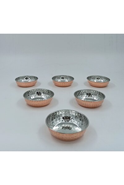 KAYSERİ BAKIRCILIK Kahvaltılık - Çerezlik Bakır Mini Kase 6'lı Set Kırmızı