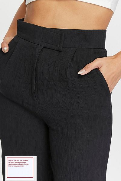 HANIMCA GİYİM Palazzo Velcro Closure Seasonal High Waist Seersucker Fabric Pants