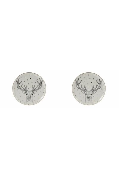Porland 20cm Forest Deer Flat Plate - 2 Pack 04lfh000453