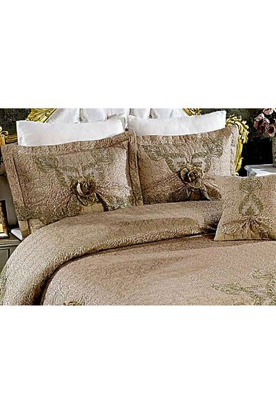 BALADI HOME Dowry Bedspread (Set 4 Pieces) French Lace and Quilted High Quality Set in Bag