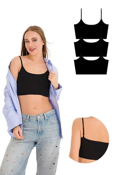 Newlilla 777 damă - pachet bustieră crop crop din 3 piese, curea subțire reglabilă