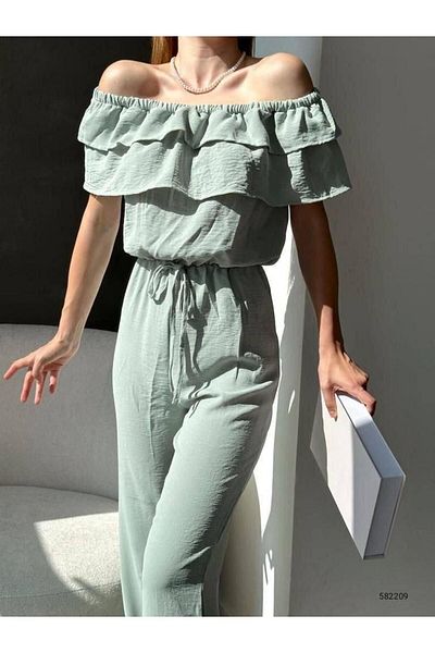 merysare Ayrobin Fabric Jumpsuit - Shoulder Ruffle Detail