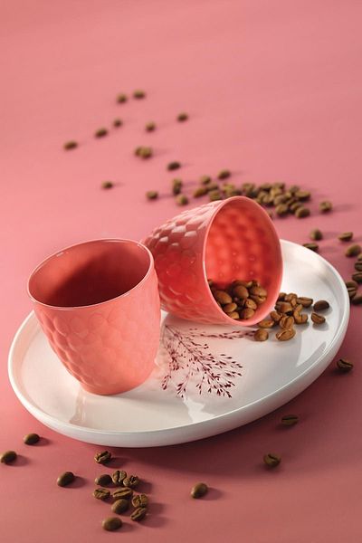 Kütahya Porselen 150 Cc Pink Favo Espresso Coffee Cup Set - 2 Pcs